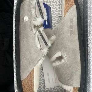 Brand new lamb skin lined Birkenstocks - size 38